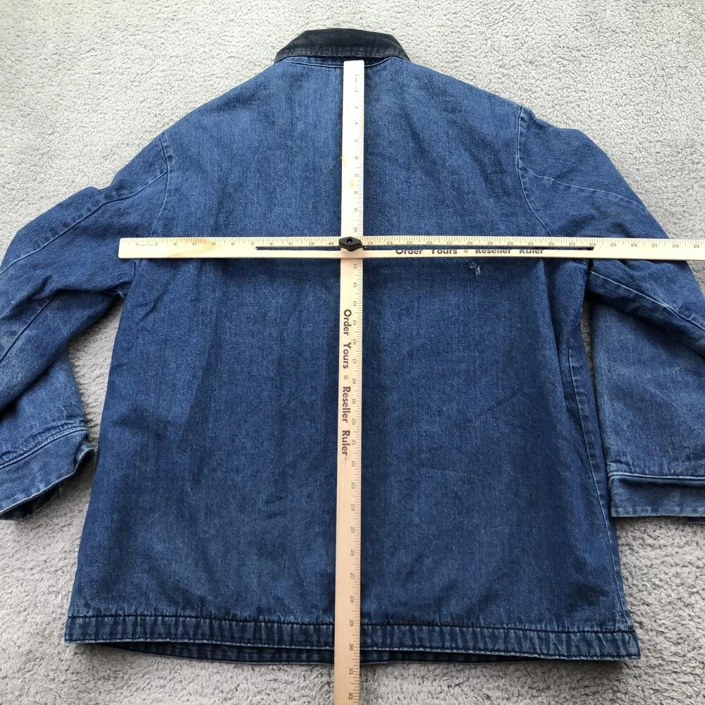 Vintage Denim Coat Mens 48 Blue Blanket Lined Chore Corduroy Collar USA Workwear